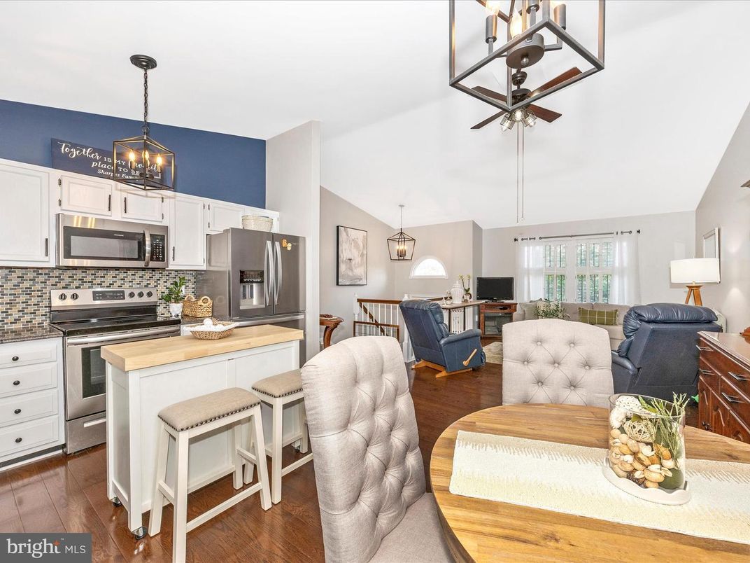 Interior, Kitchen, Pendant Lights, Stainless Steel Appliances, Wood Texture Flooring