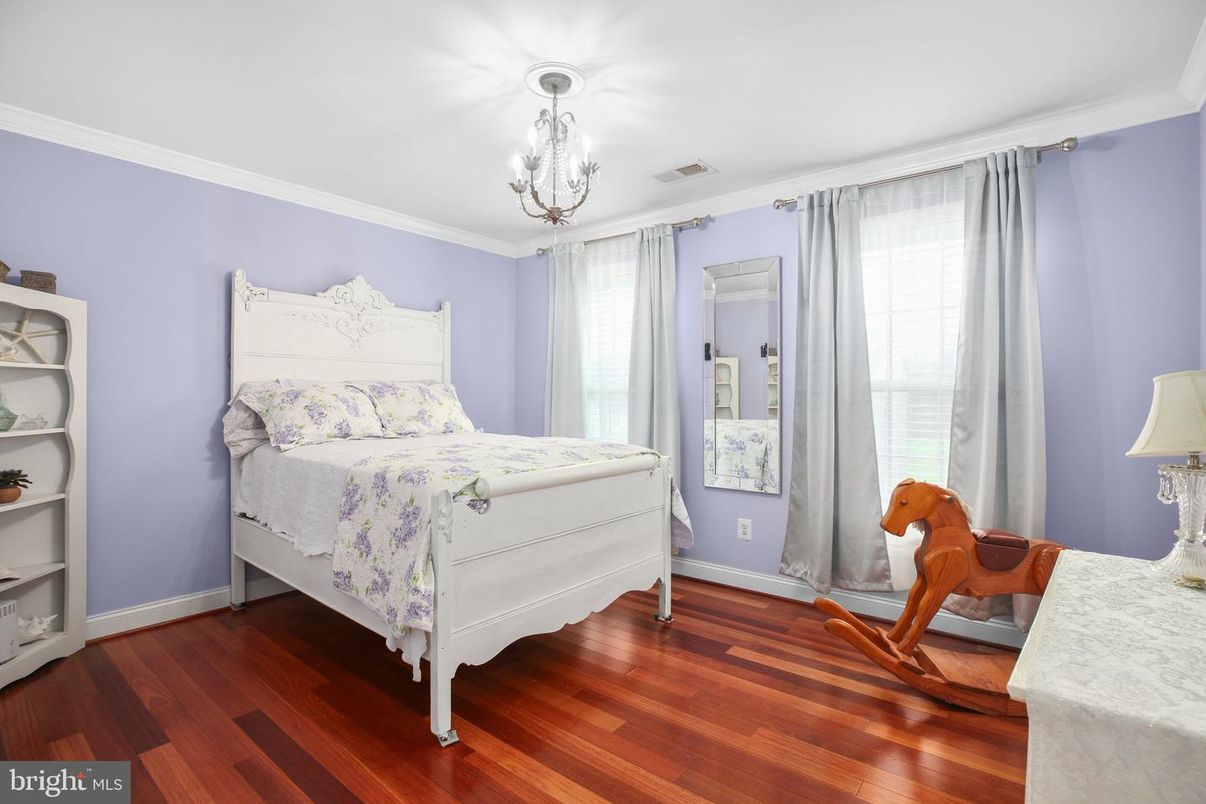 Bedroom, Chandelier, Interior, Wood Texture Flooring