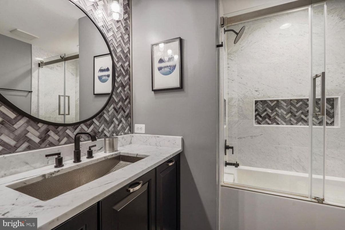 Bathroom, Glass Shower, Interior, Marble Walls