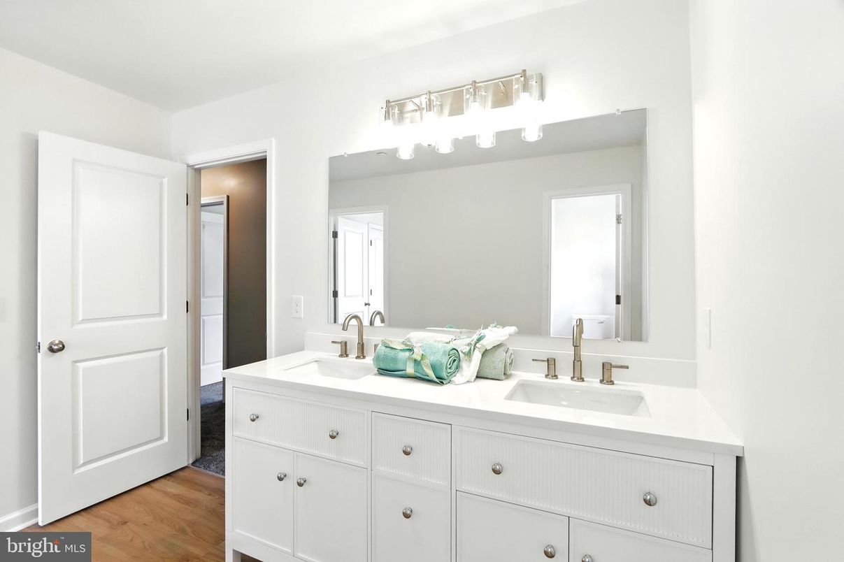 Bathroom, Dual Sink Vanities, Interior, Wood Texture Flooring