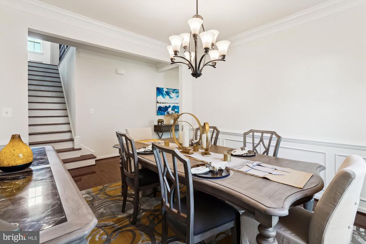 Chandelier, Dining room, Interior, Wood Texture Flooring