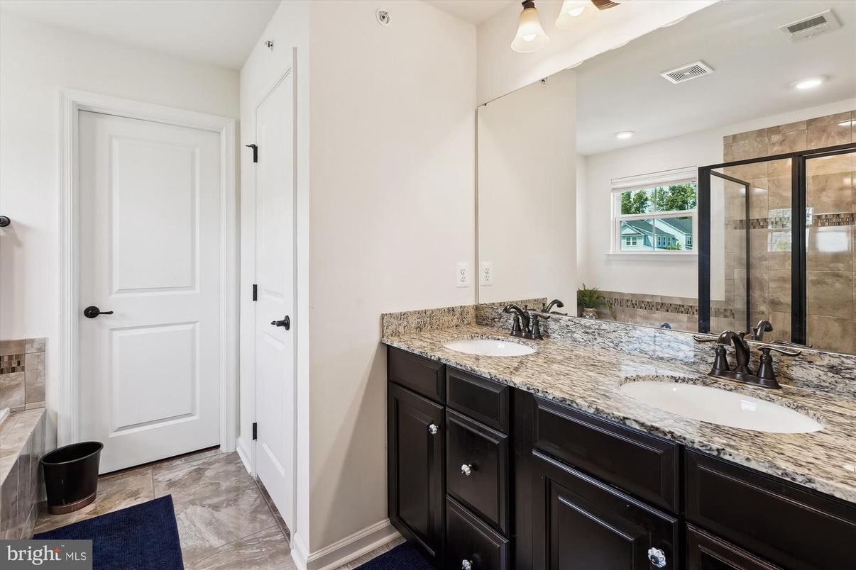 Bathroom, Dual Sink Vanities, Glass Shower, Interior, Recessed Lighting
