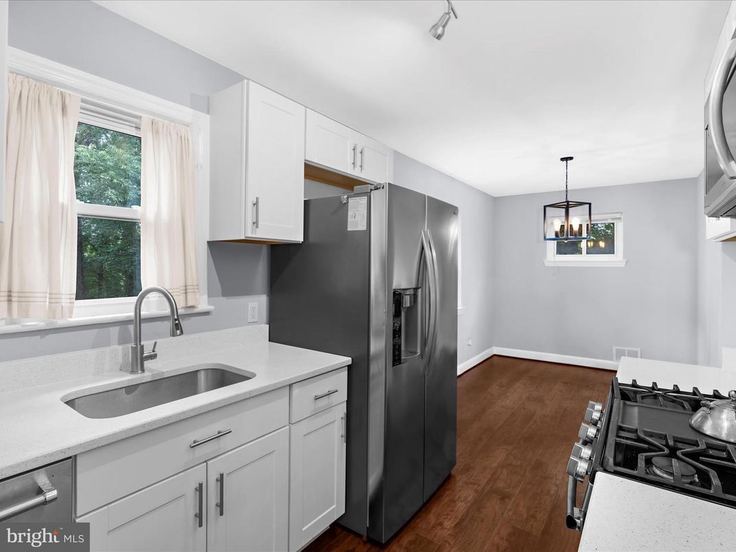 Interior, Kitchen, Pendant Lights, Stainless Steel Appliances, Wood Texture Flooring