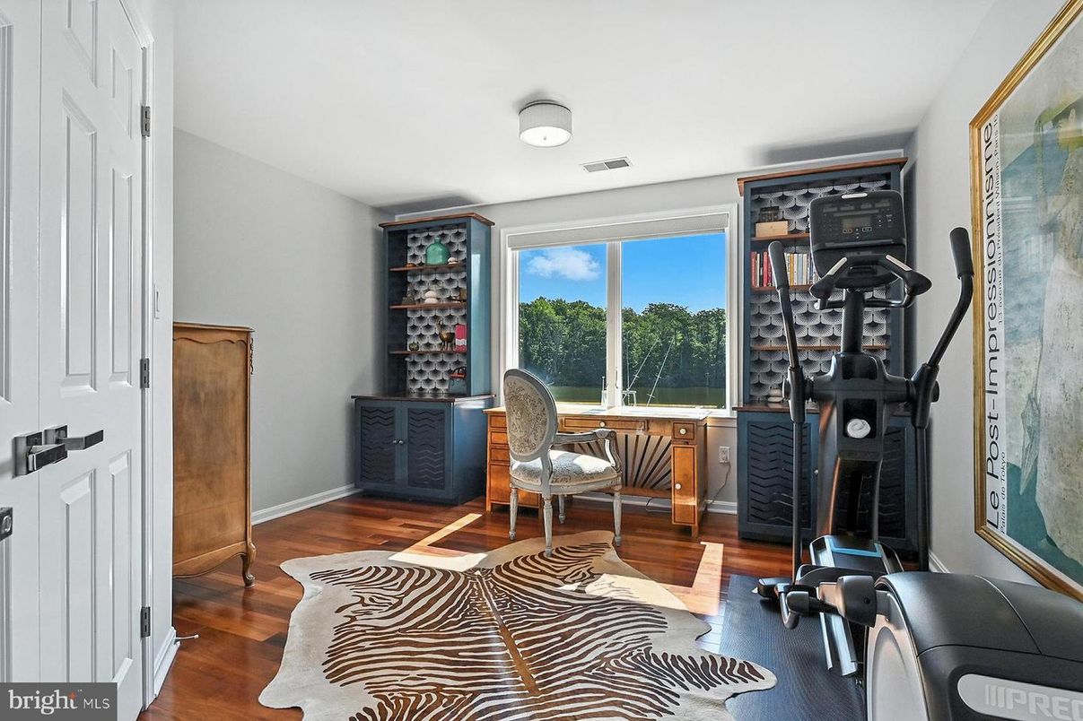Fitness Equipment, Home Office, Interior, Wood Texture Flooring