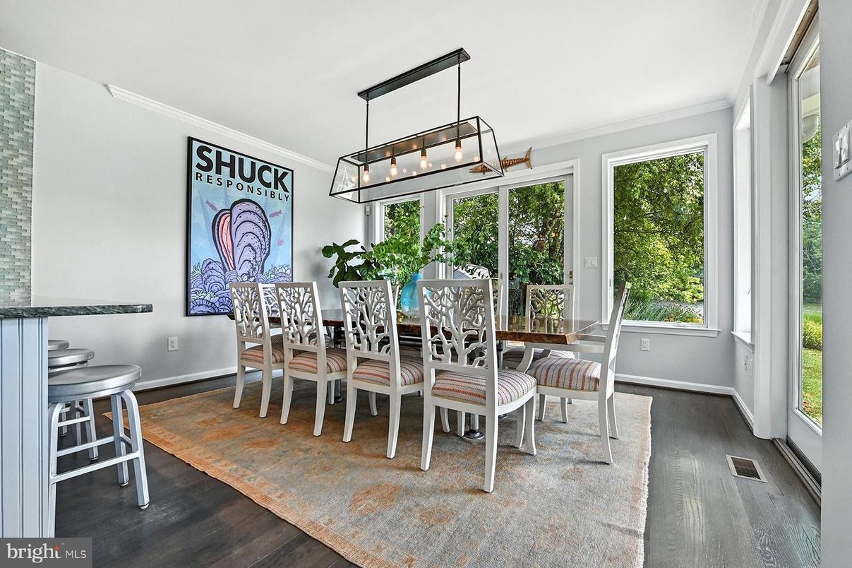 Chandelier, Dining room, Interior, Pendant Lights, Wood Texture Flooring