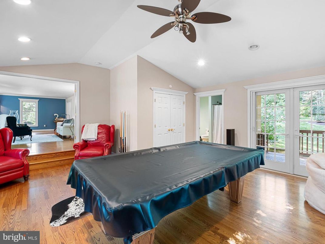 Billiard Table, Game Room, Interior, Recessed Lighting, Wood Texture Flooring