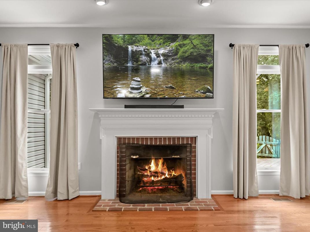 Fireplace, Interior, Recessed Lighting, Wood Texture Flooring