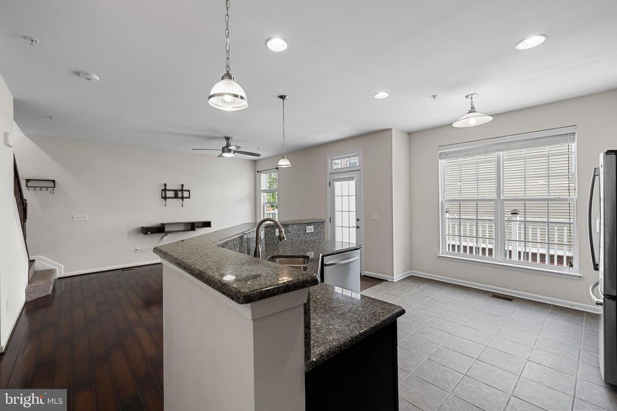 Interior, Kitchen, Pendant Lights, Recessed Lighting, Wood Texture Flooring