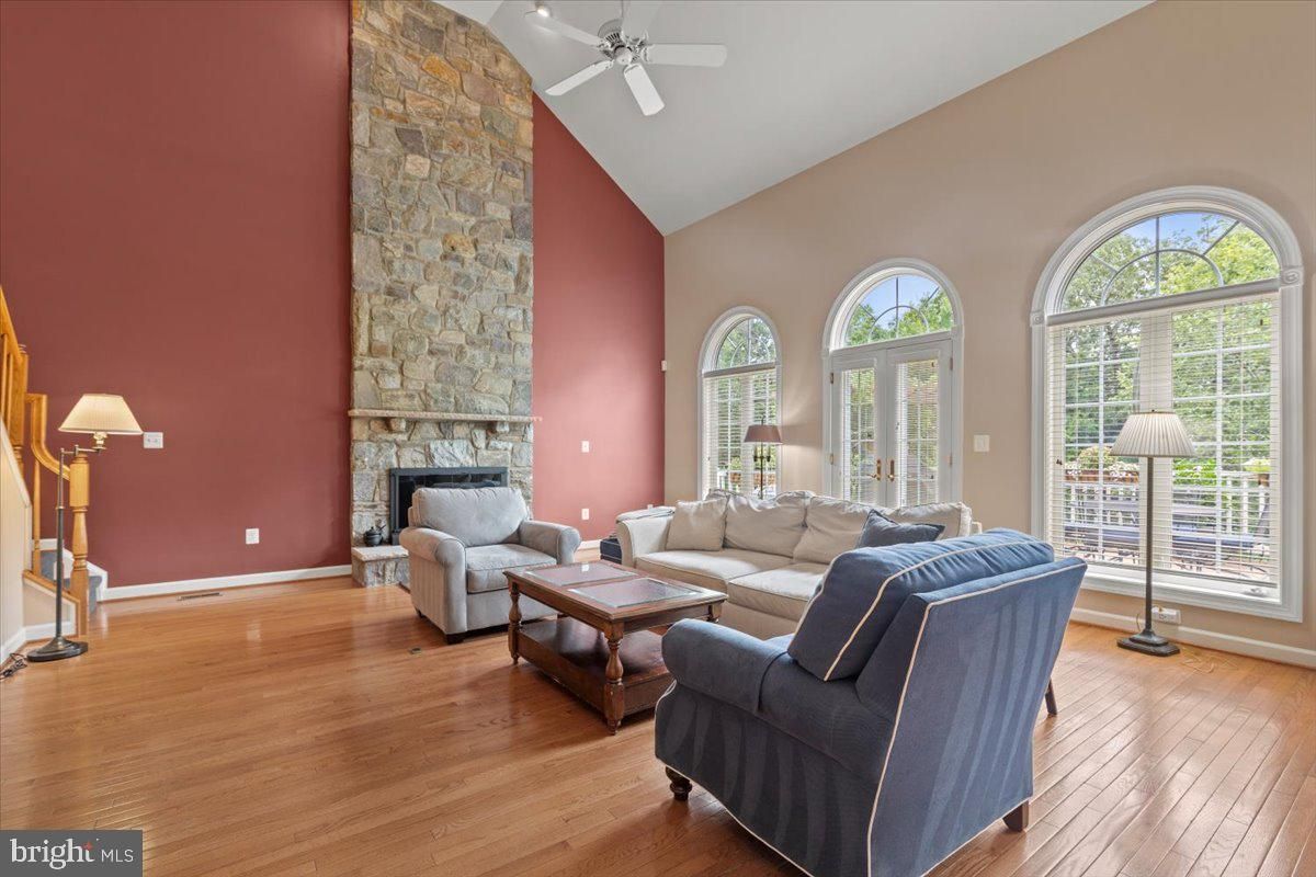 Fireplace, Interior, Living room, Stone Walls, Wood Texture Flooring