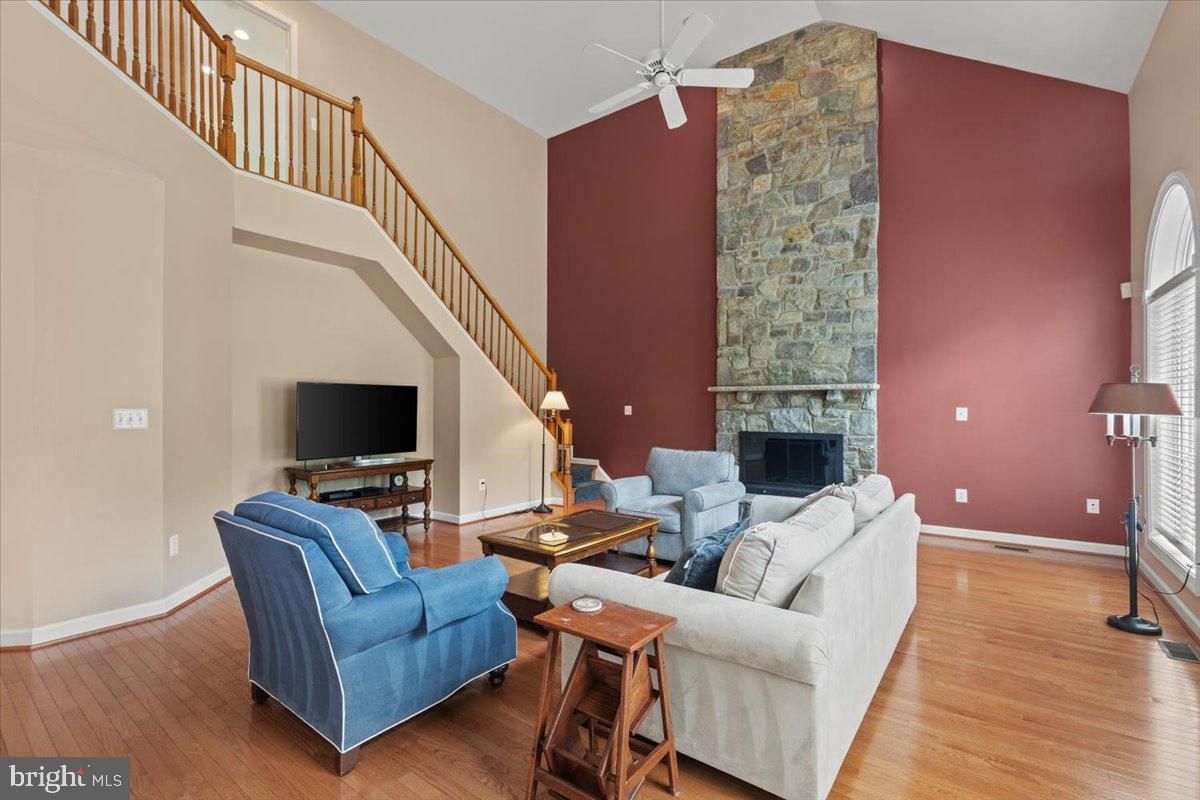 Fireplace, Interior, Living room, Stone Walls, Wood Texture Flooring