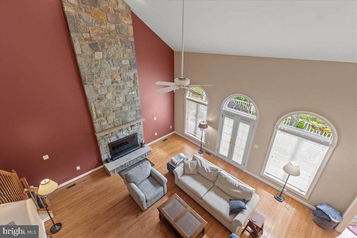 Fireplace, Interior, Living room, Stone Walls, Wood Texture Flooring