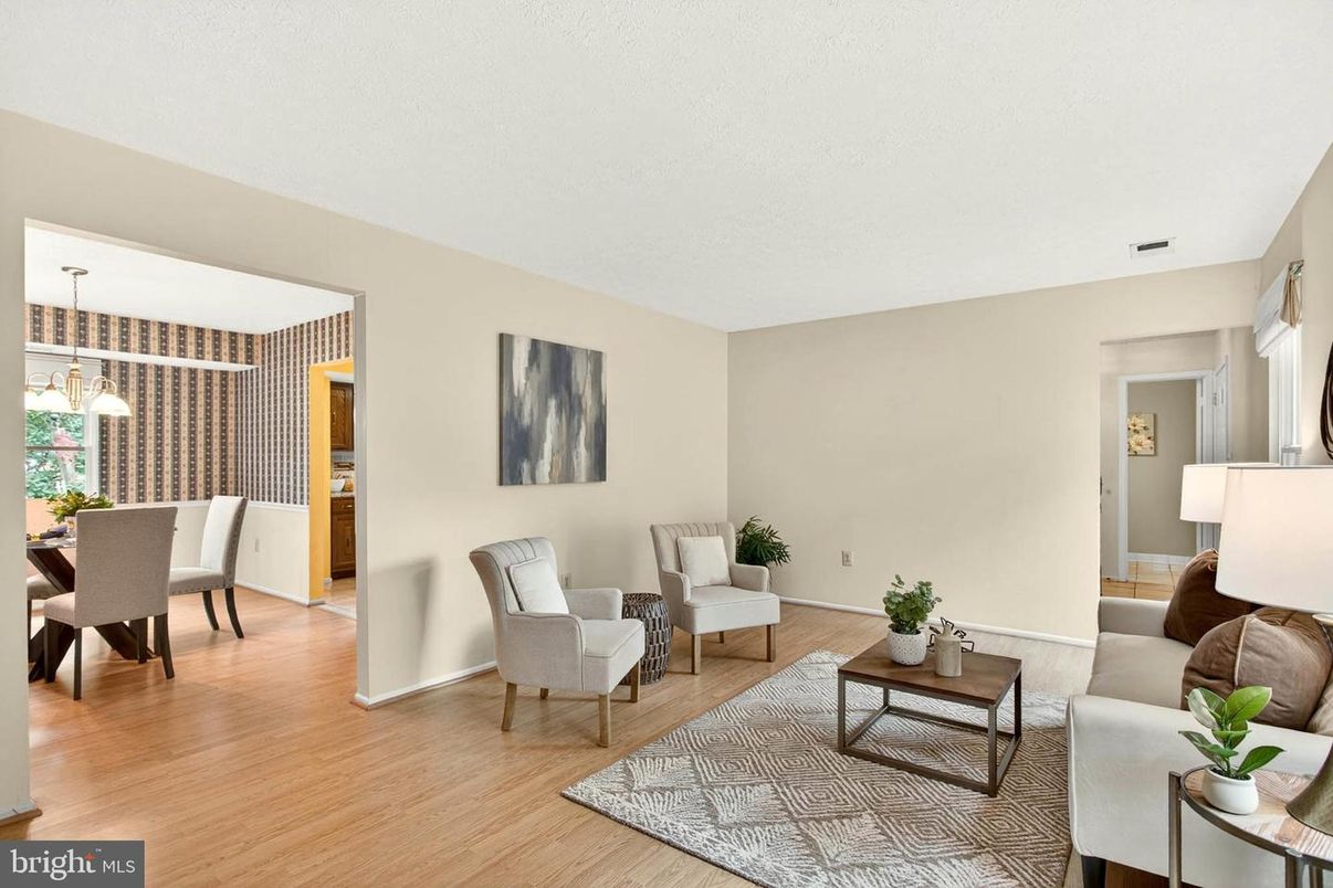 Dining room, Interior, Living room, Pendant Lights, Wood Texture Flooring