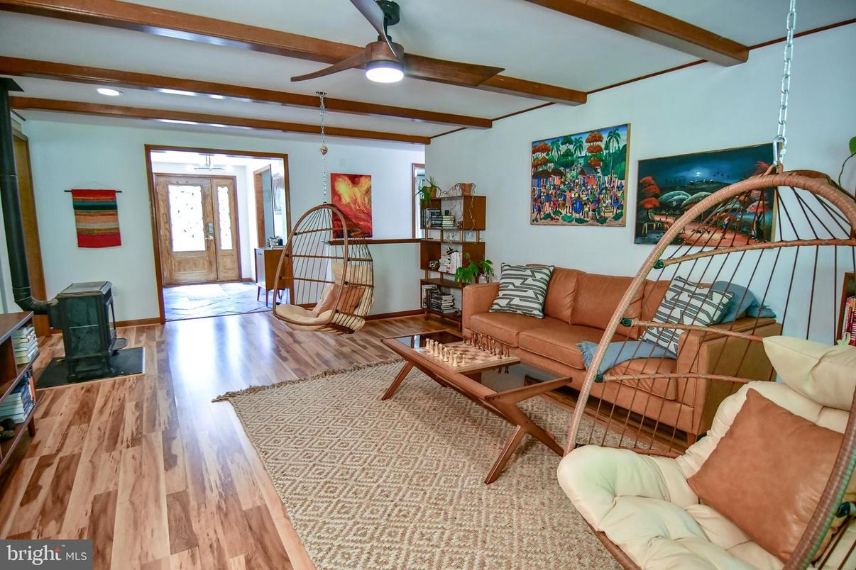 Fireplace, Interior, Living room, Wooden Beams, Wood Texture Flooring
