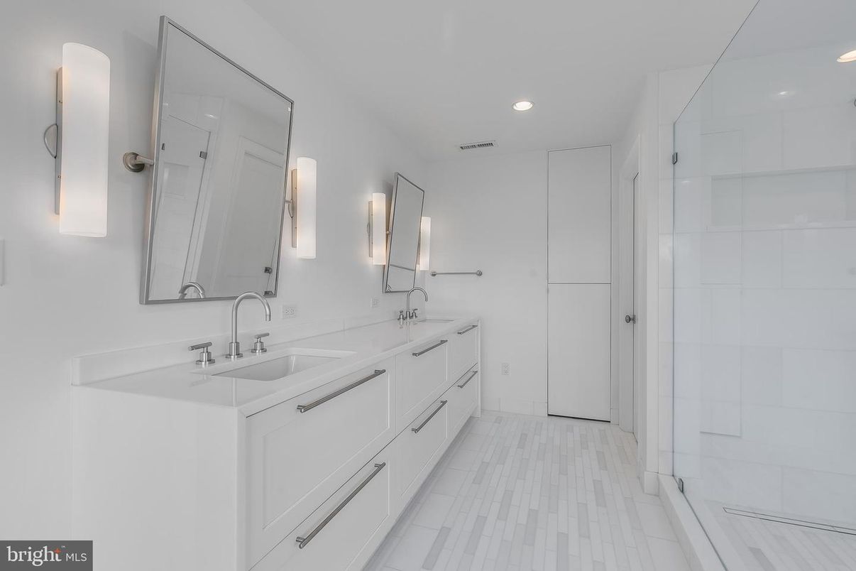 Bathroom, Dual Sink Vanities, Glass Shower, Interior, Recessed Lighting