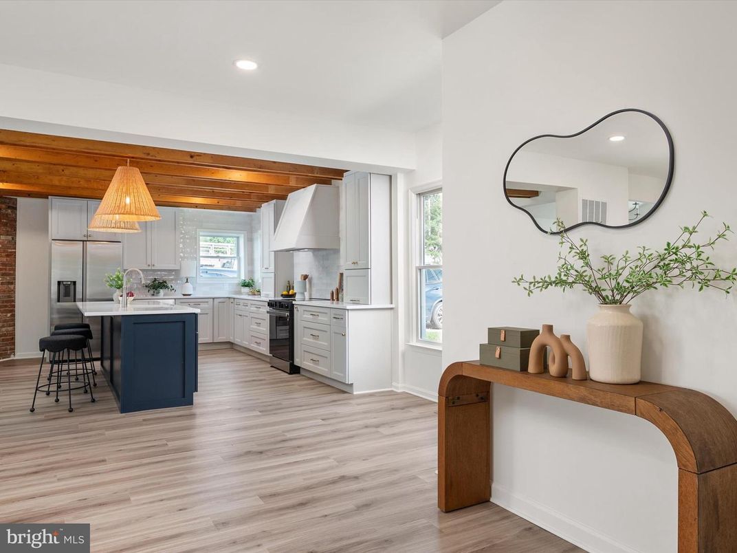 Interior, Kitchen, Recessed Lighting, Stainless Steel Appliances, Wooden Ceilings, Wood Texture Flooring