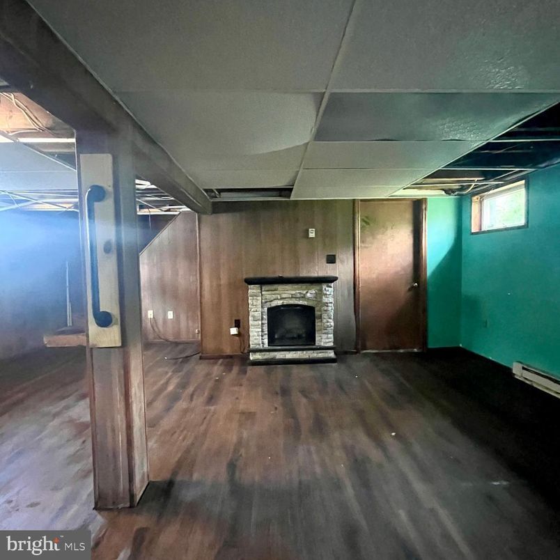 Empty room, Fireplace, Interior, Wood Texture Flooring, Wooden Walls