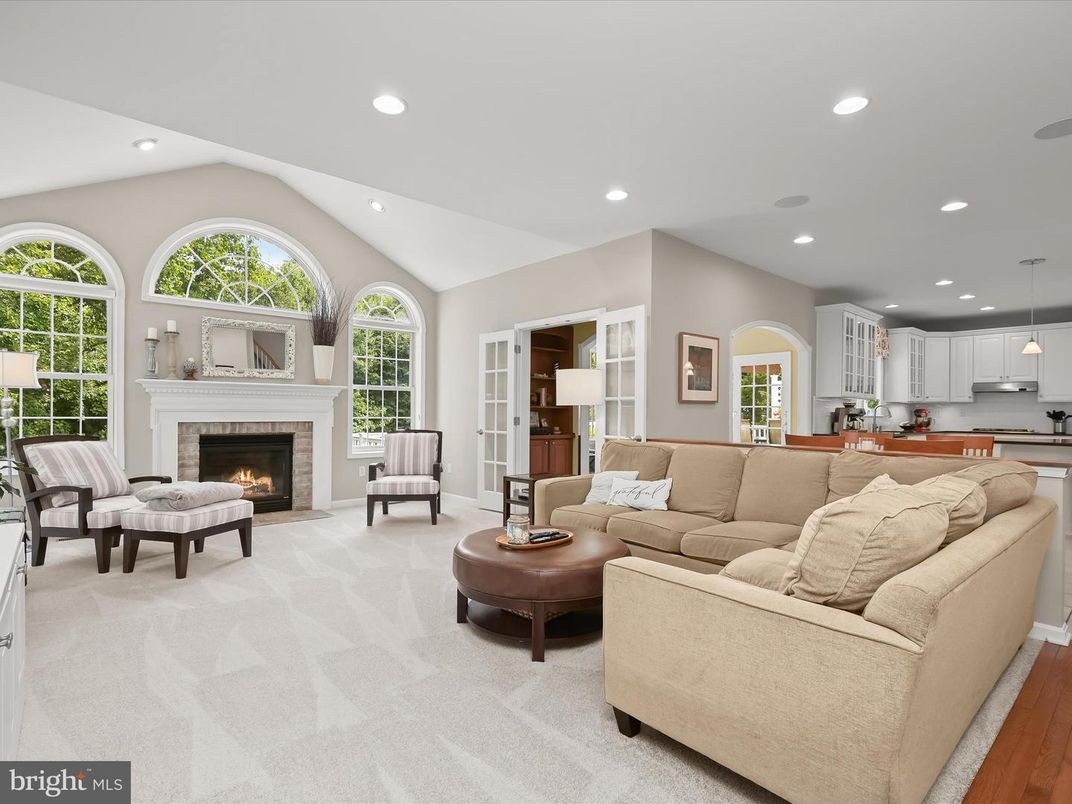 Fireplace, Interior, Kitchen, Living room, Pendant Lights, Recessed Lighting