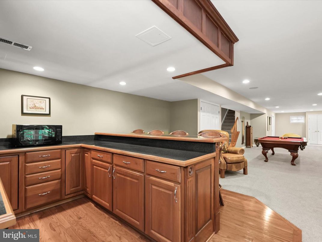 Billiard Table, Game Room, Interior, Recessed Lighting, Wood Texture Flooring