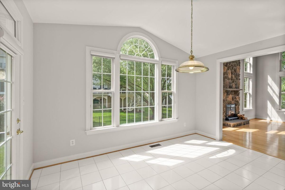 Empty room, Fireplace, Interior, Pendant Lights, Wood Texture Flooring