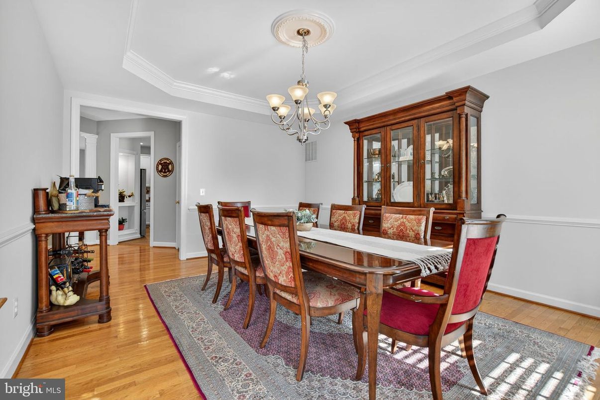 Chandelier, Dining room, Interior, Wood Texture Flooring