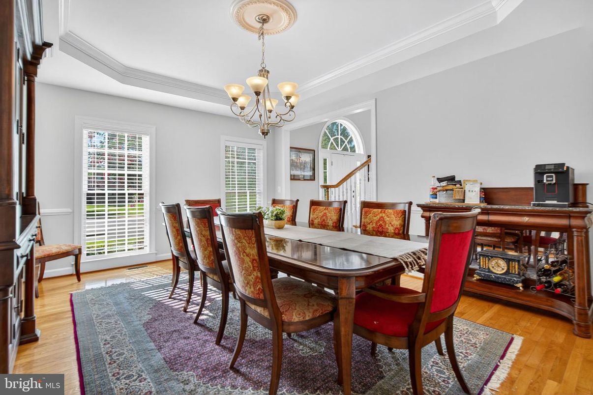 Chandelier, Dining room, Interior, Wood Texture Flooring