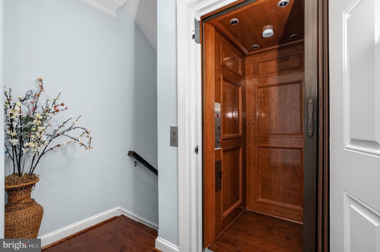 Elevator, Interior, Recessed Lighting, Wooden Ceilings, Wood Texture Flooring, Wooden Walls