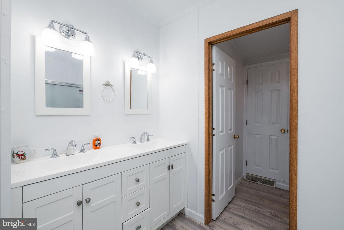 Bathroom, Dual Sink Vanities, Interior, Wood Texture Flooring