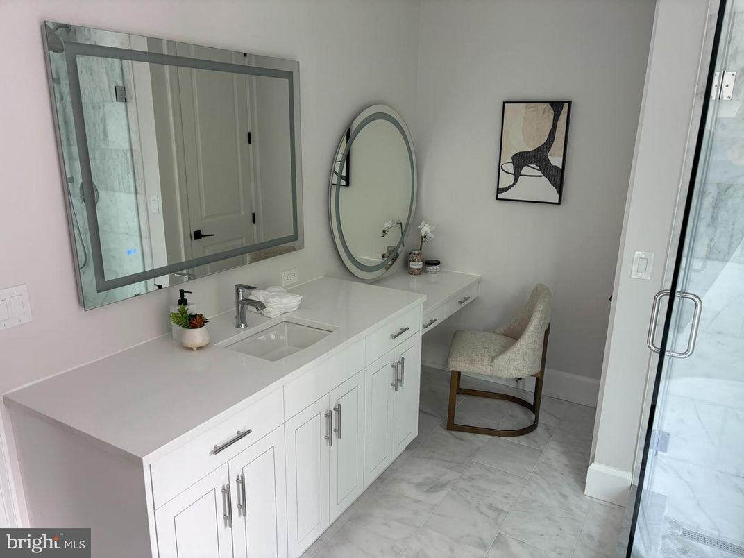 Bathroom, Dual Sink Vanities, Glass Shower, Interior, Marble