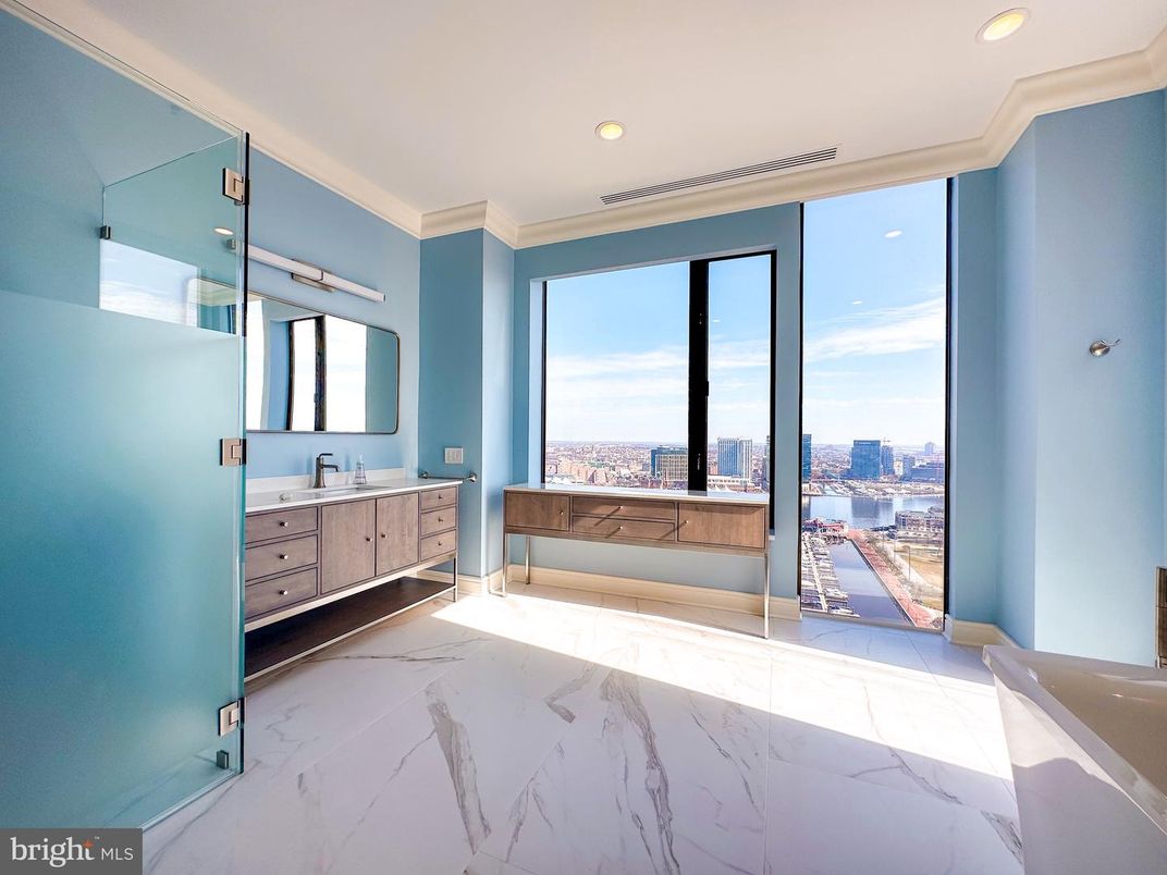 Bathroom, Dual Sink Vanities, Interior, Marble, Recessed Lighting, Water
