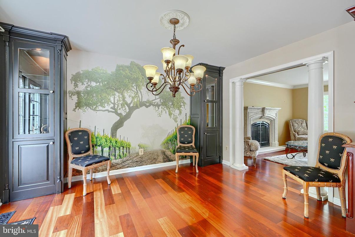 Chandelier, Fireplace, Interior, Wood Texture Flooring