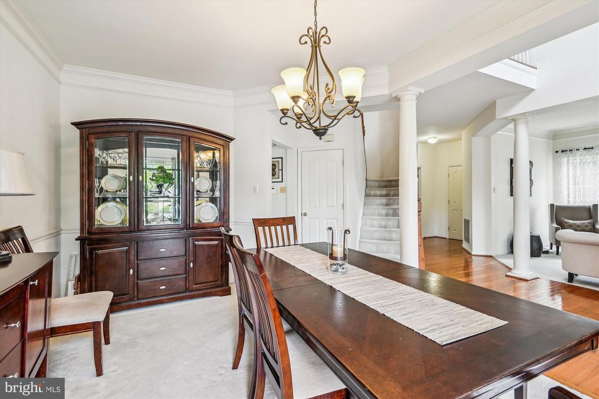 Chandelier, Dining room, Interior, Wood Texture Flooring