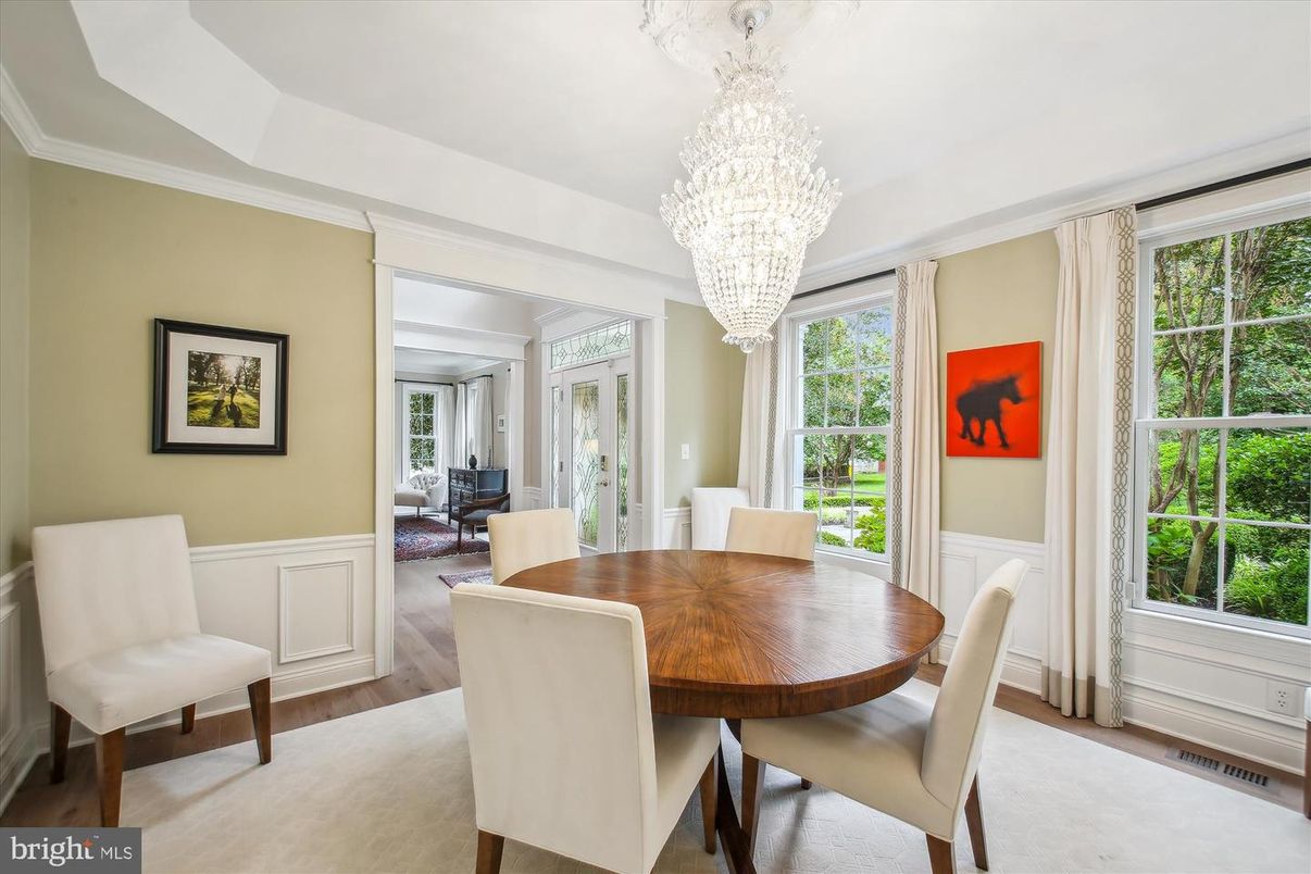 Chandelier, Dining room, Interior, Wood Texture Flooring