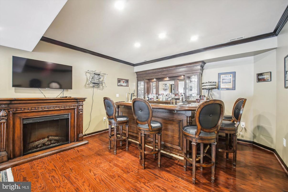 Fireplace, Interior, Recessed Lighting, Wood Texture Flooring