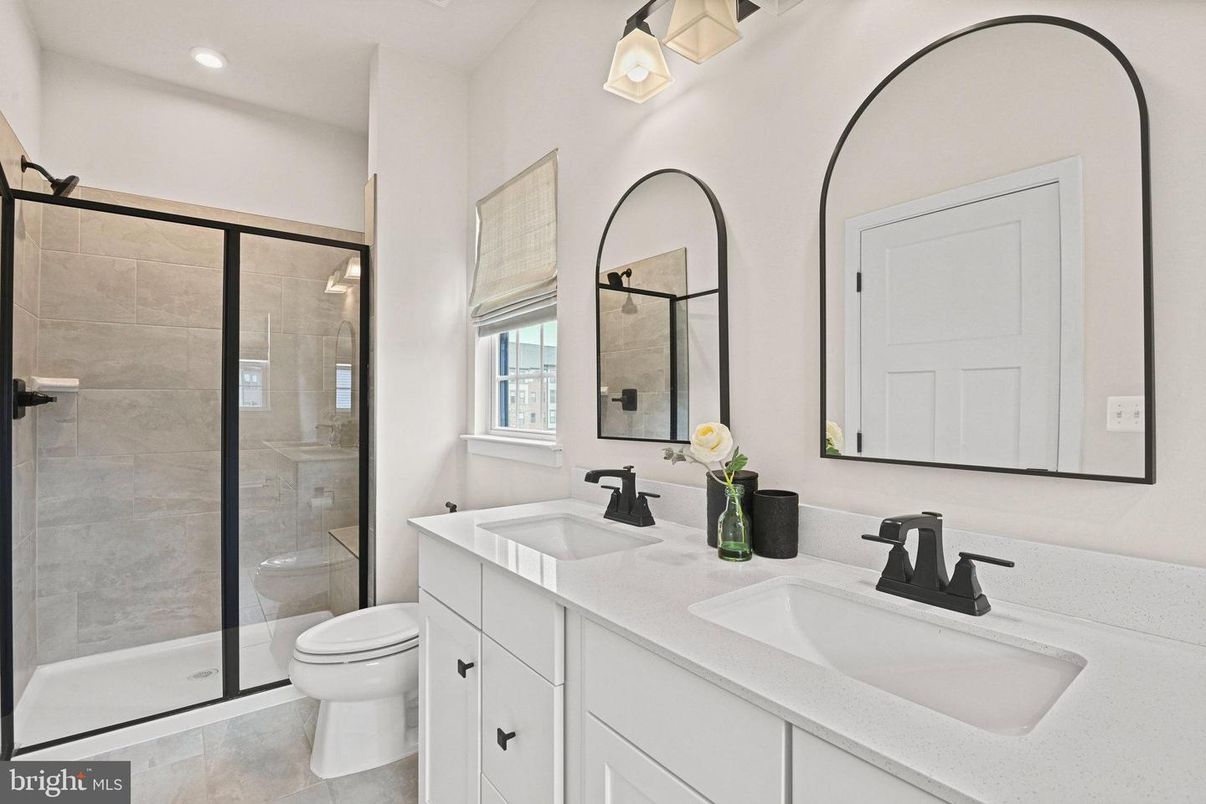 Bathroom, Dual Sink Vanities, Glass Shower, Interior, Recessed Lighting