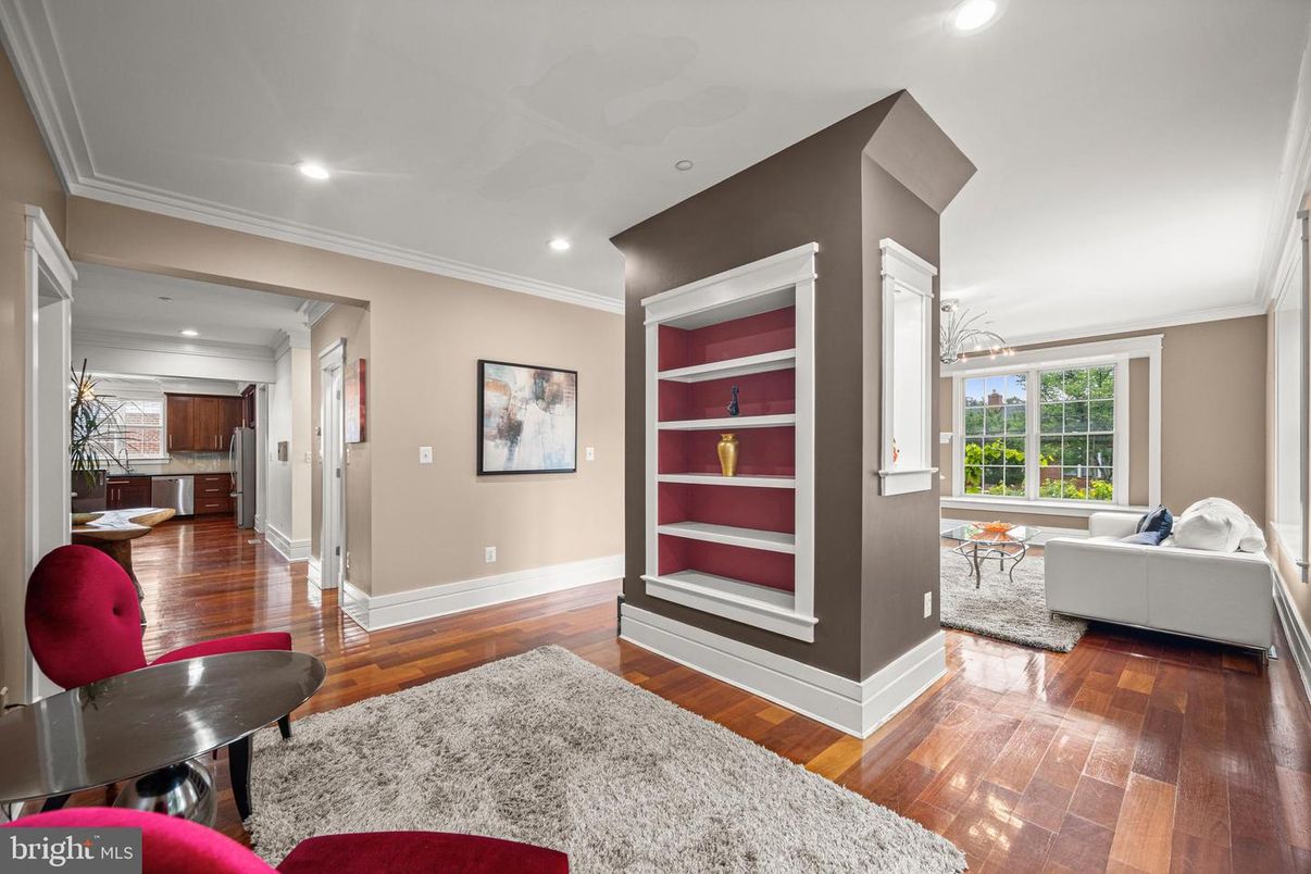 Interior, Kitchen, Living room, Recessed Lighting, Stainless Steel Appliances, Wood Texture Flooring