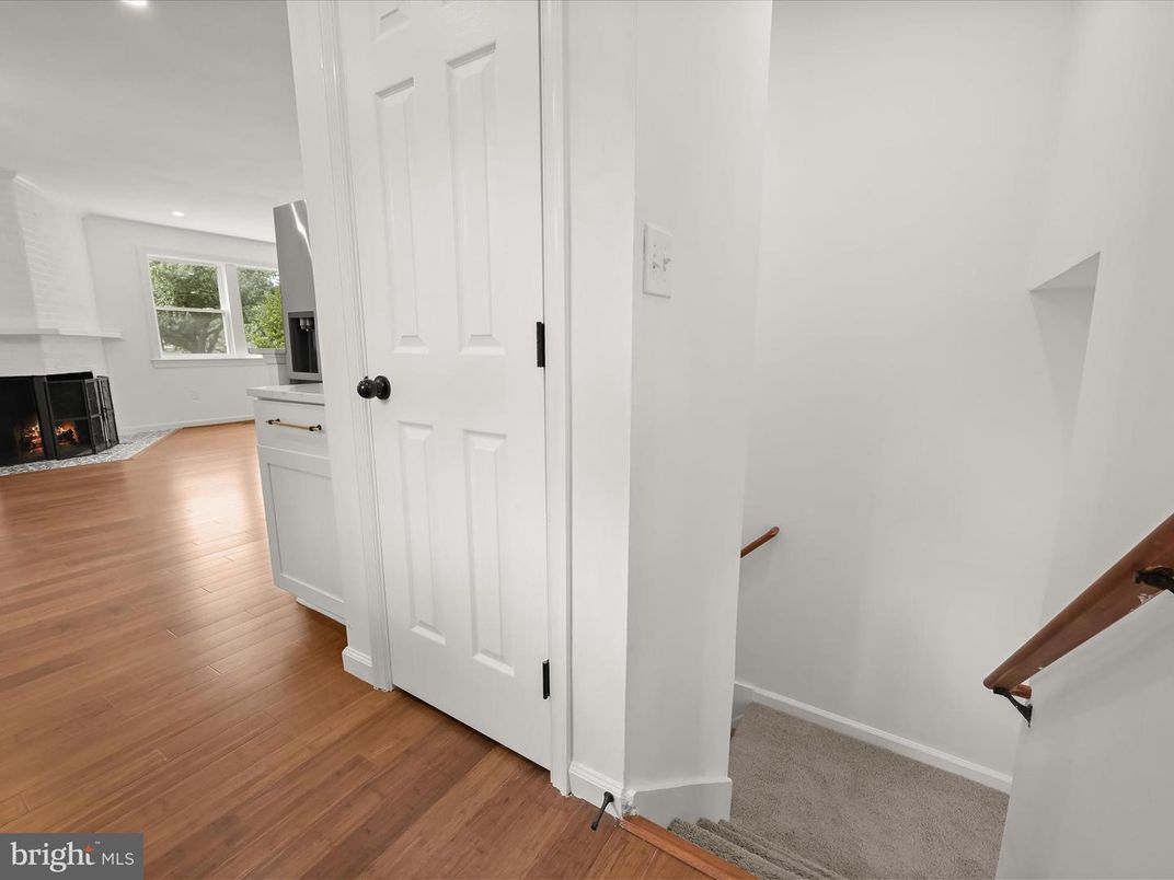 Empty room, Fireplace, Interior, Recessed Lighting, Wood Texture Flooring