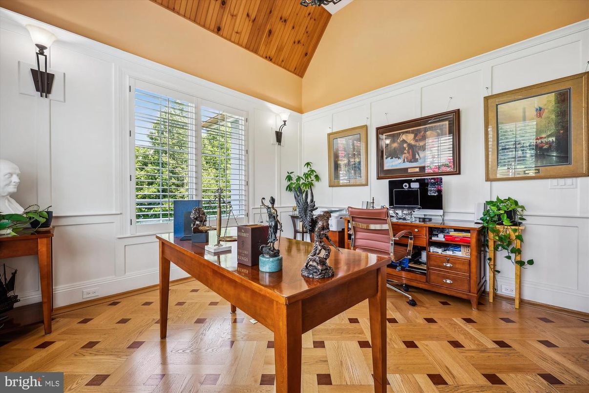 Home Office, Interior, Wooden Ceilings, Wood Texture Flooring