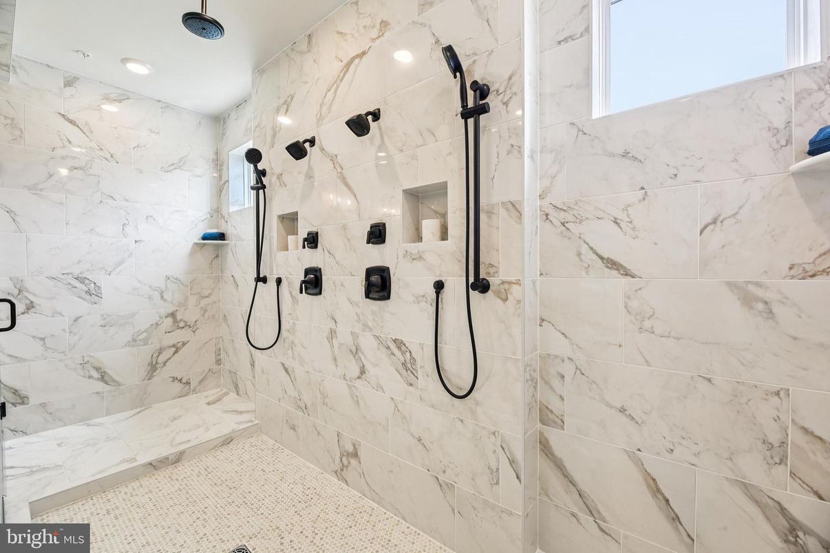 Bathroom, Interior, Marble Walls, Recessed Lighting