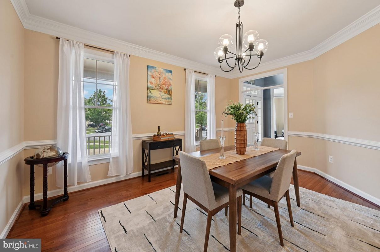 Chandelier, Dining room, Interior, Wood Texture Flooring