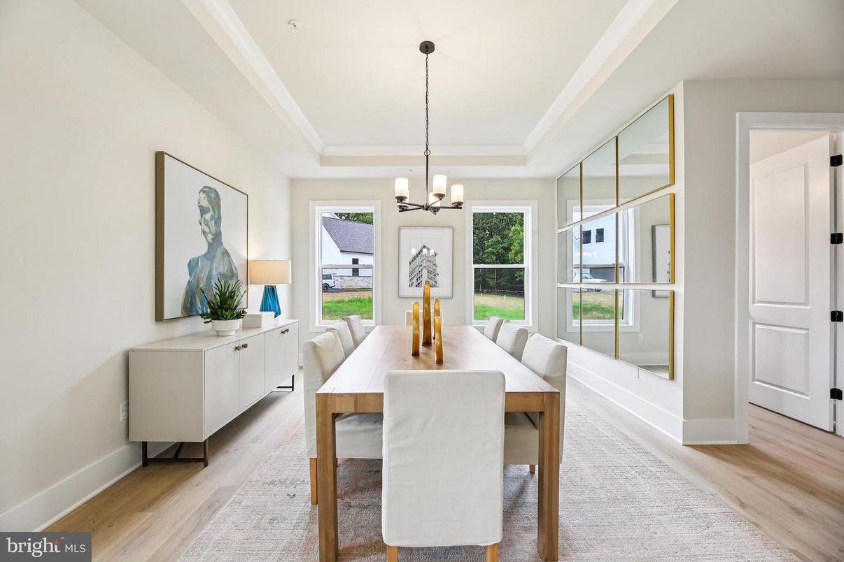Chandelier, Dining room, Interior, Wood Texture Flooring