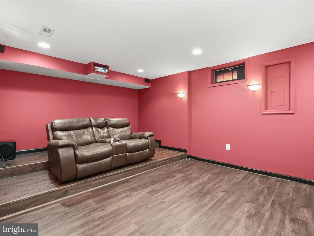 Home Theatre Room, Interior, Recessed Lighting, Wood Texture Flooring