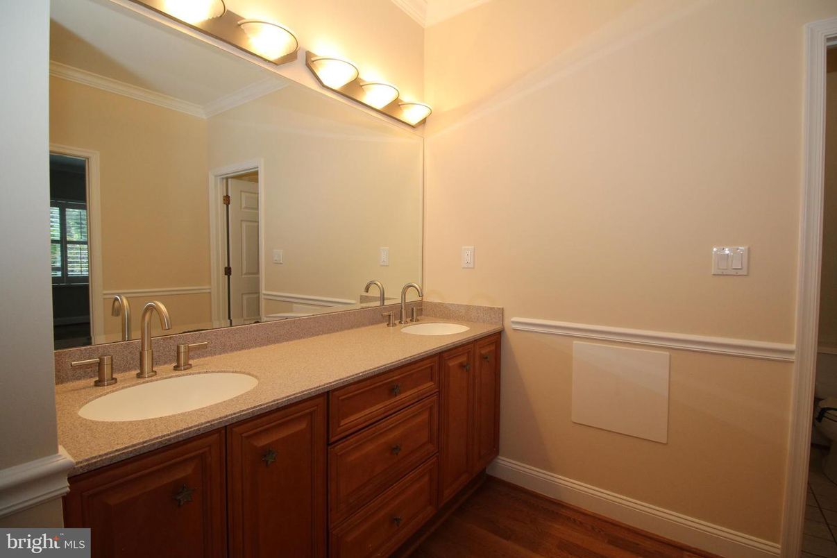 Bathroom, Dual Sink Vanities, Interior, Wood Texture Flooring