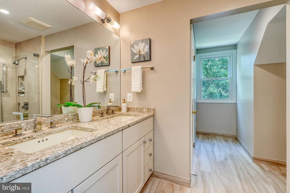 Bathroom, Dual Sink Vanities, Glass Shower, Interior, Marble