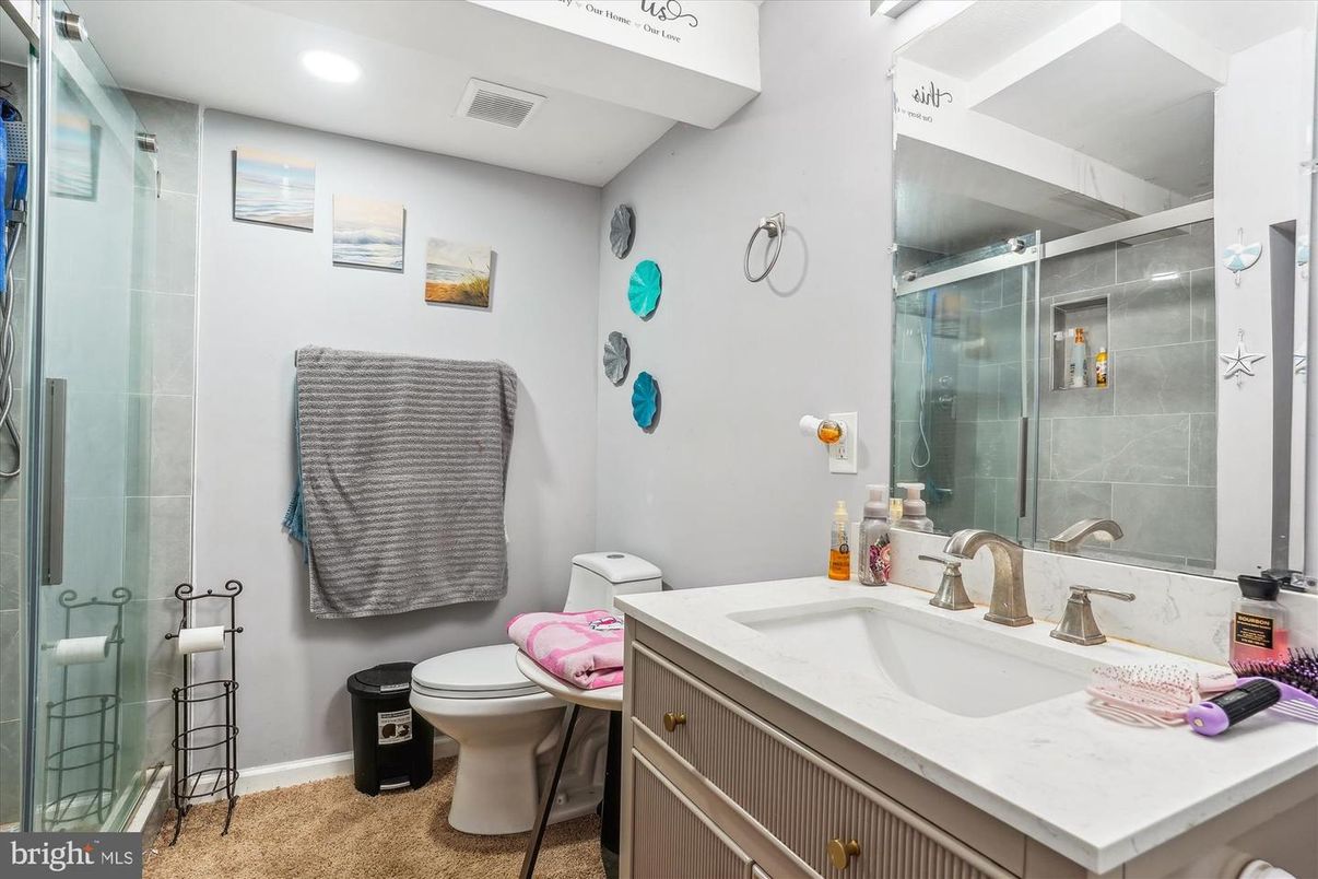 Bathroom, Glass Shower, Interior, Recessed Lighting