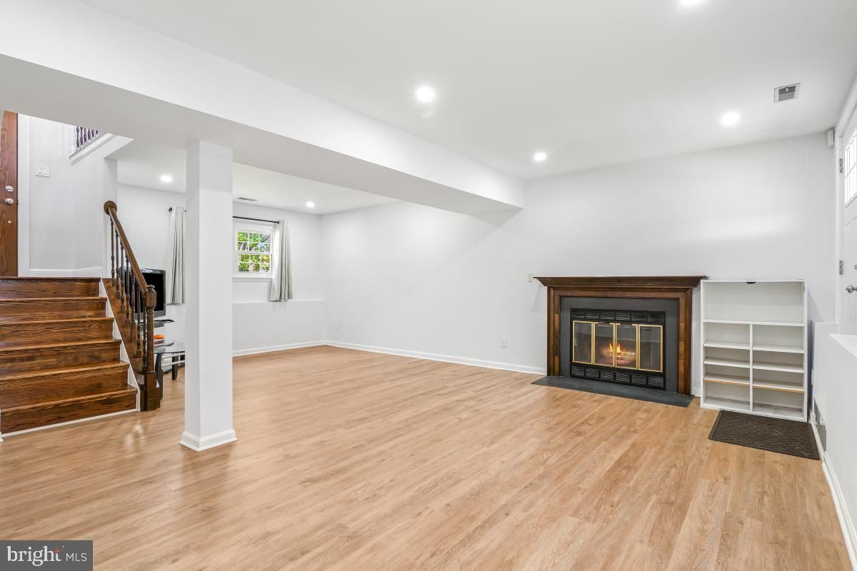 Fireplace, Interior, Recessed Lighting, Wood Texture Flooring