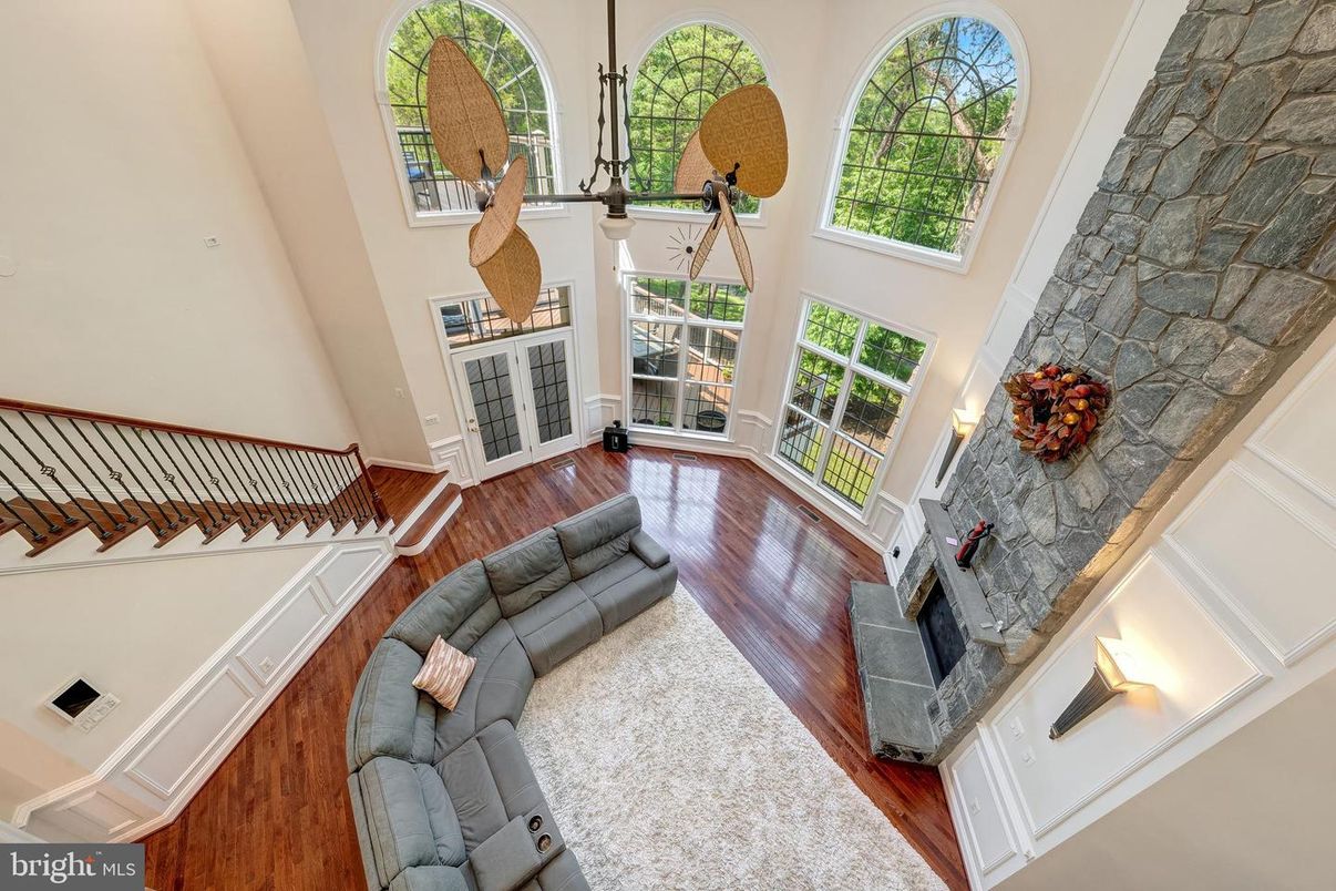 Fireplace, Interior, Living room, Stone Walls, Wood Texture Flooring