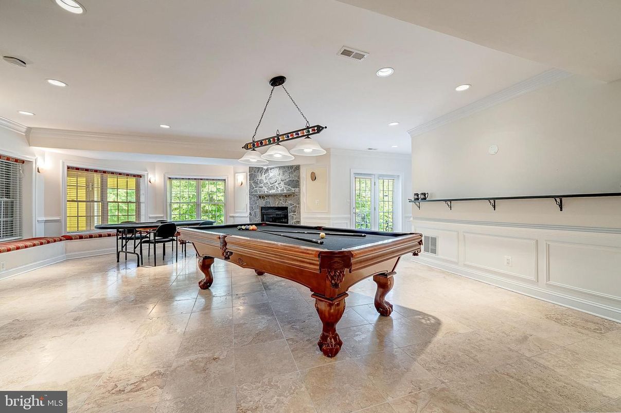Billiard Table, Fireplace, Game Room, Interior, Pendant Lights, Recessed Lighting