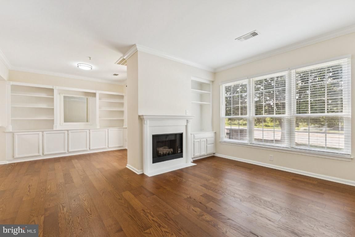 Empty room, Fireplace, Interior, Recessed Lighting, Wood Texture Flooring