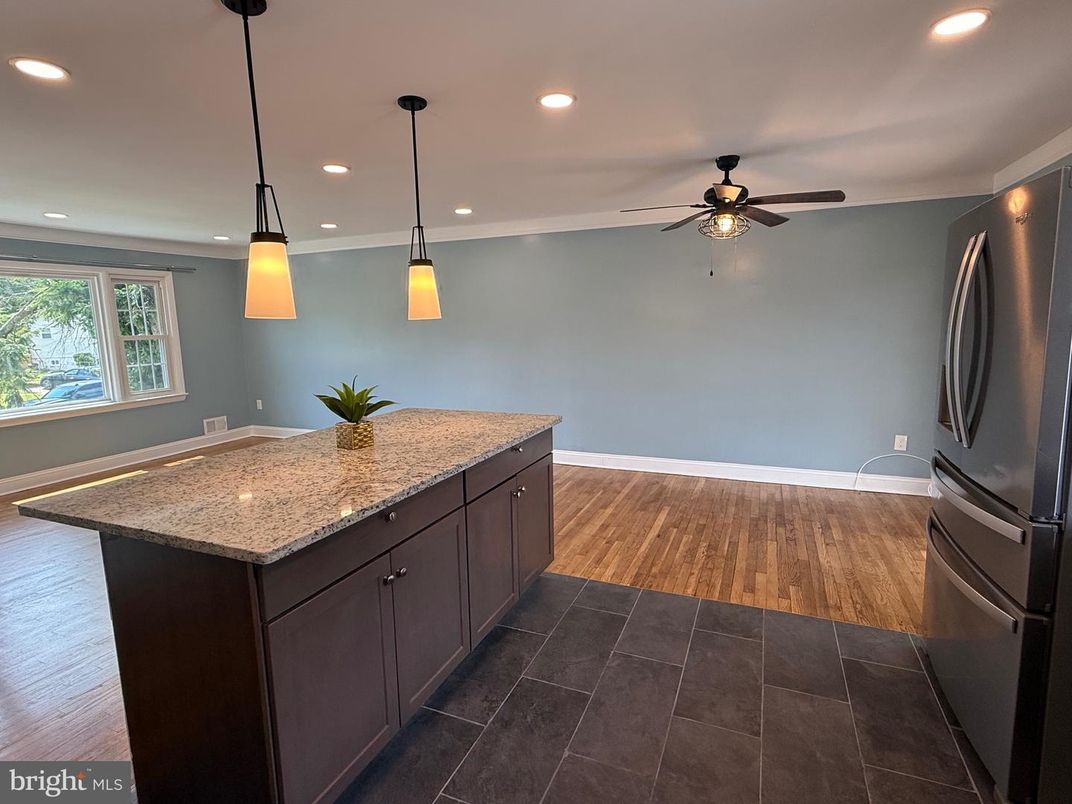 Interior, Kitchen, Pendant Lights, Recessed Lighting, Wood Texture Flooring