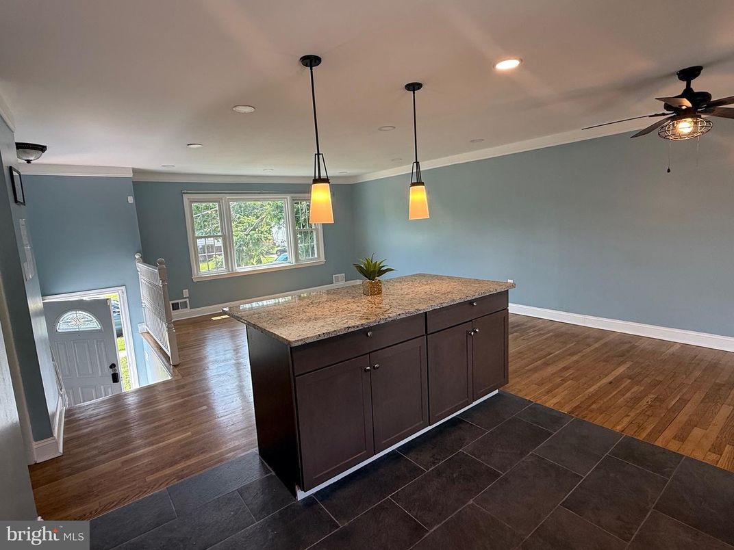 Interior, Kitchen, Pendant Lights, Recessed Lighting, Wood Texture Flooring